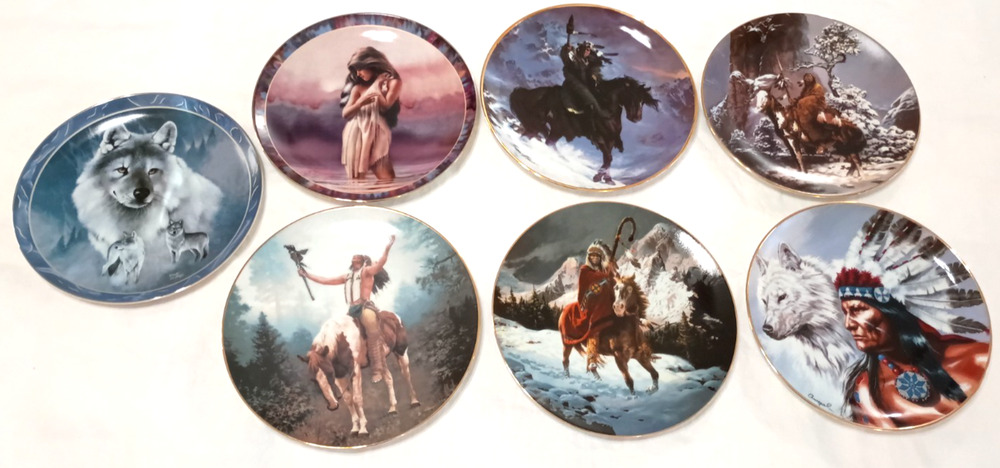 7 VTG Native American Assorted Collector Plates 8 1/4" Numbered